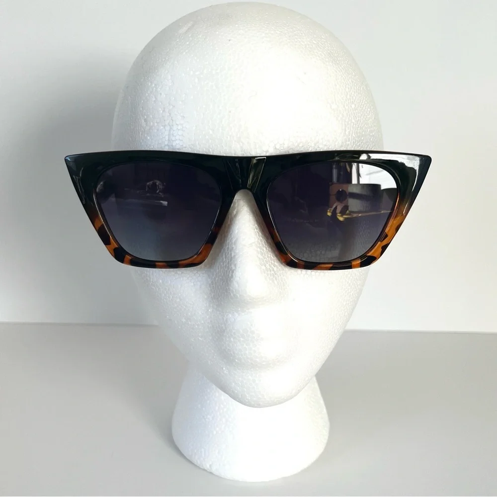 Square Cat Eye Black Tortoise Oversized Polarized Sunglasses Retro Boho UV400